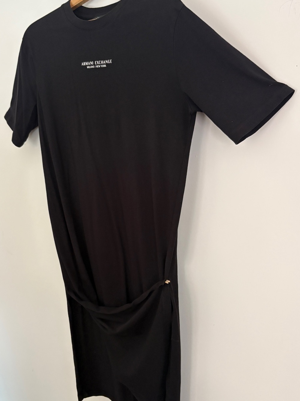 Armani Exchange Black Tee Dress with White Logo